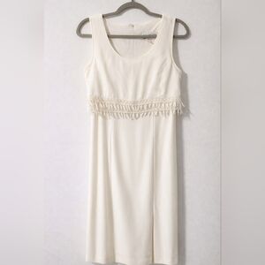 Vintage 90s Jay Jacobs Ivory Corset Back Midi Dress Made USA